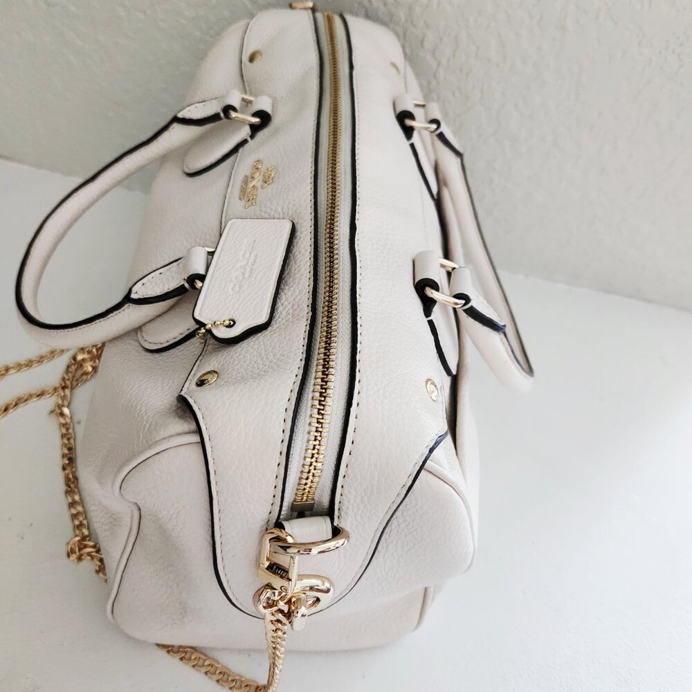 Coach Rowan Cream Leather Shoulder Bag Purse - Picture 11 of 17